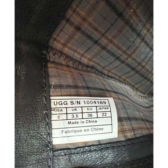 Ugg Australia Women Black Leather Riding Style Fashion Boots Size 5 F29013G - Picture 9 of 12